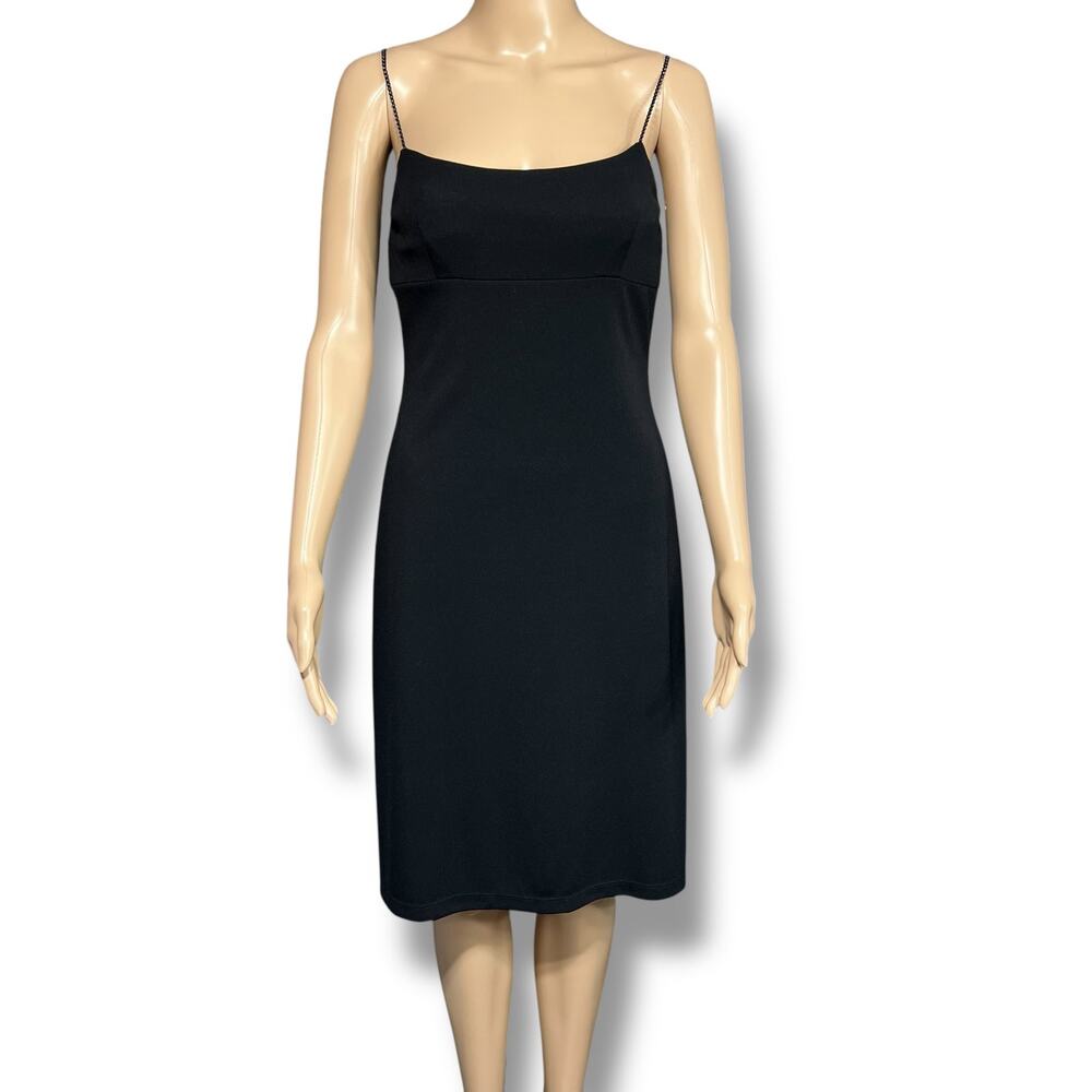 Vintage Studio Y Womens Sheath Dress Sleeveless Jeweled Straps Black Y2K Small